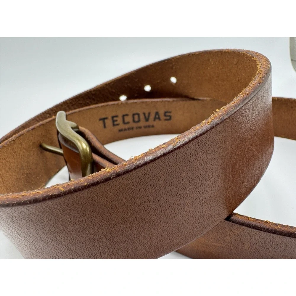Tecovas Genuine Brown Leather Belt Western Classic 5 Hole Mens 32 Made in USA